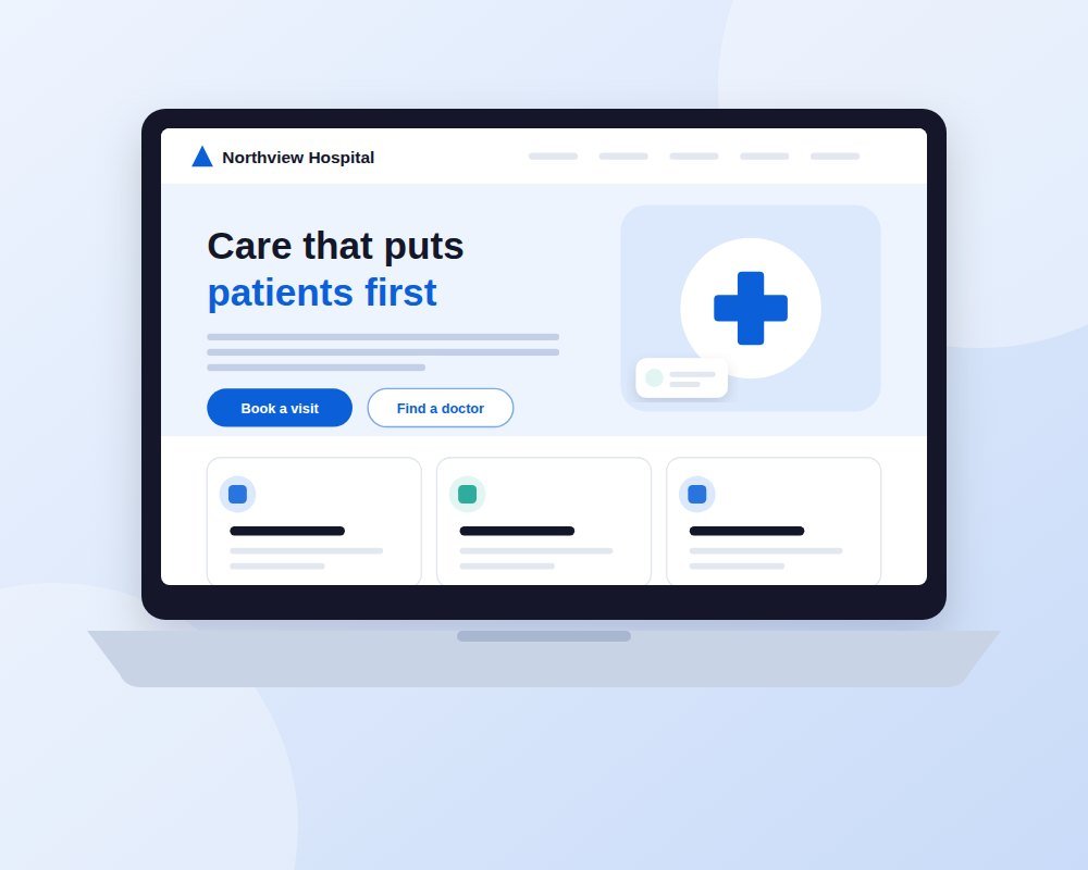 Healthcare website suite on a laptop